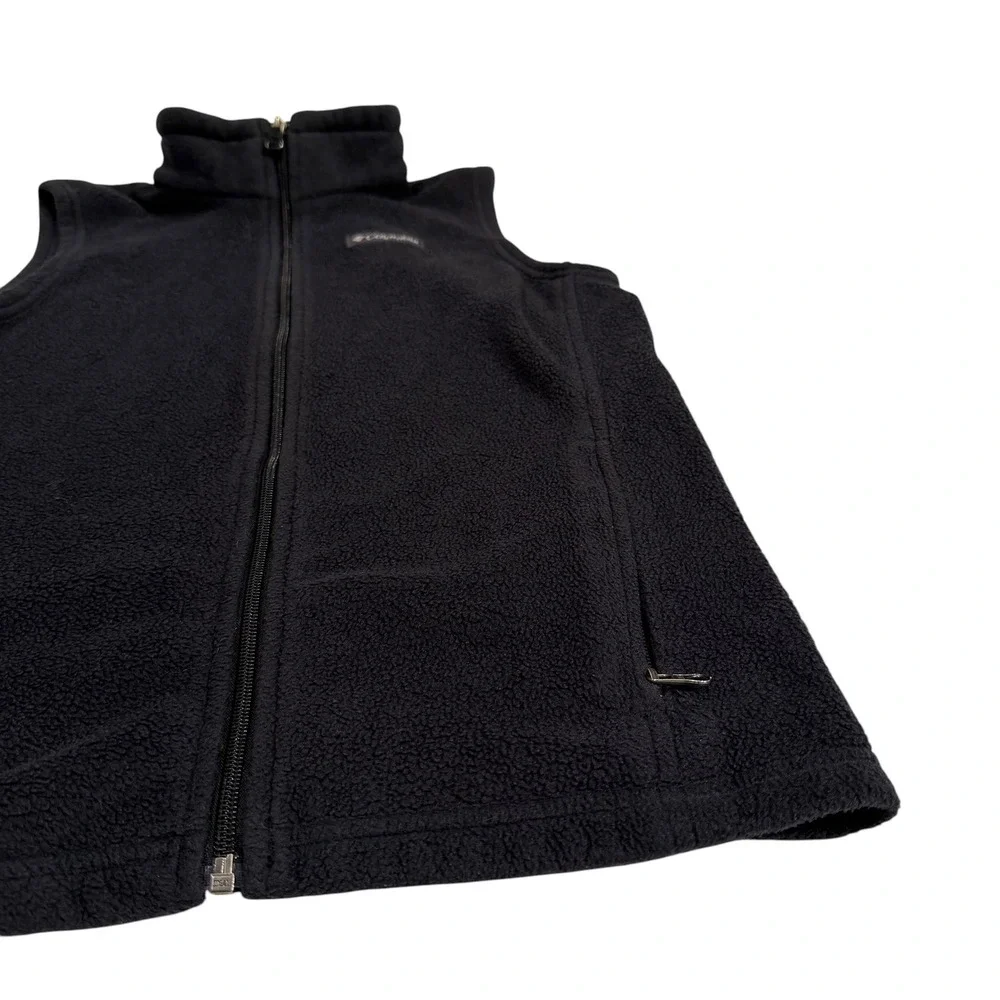 Columbia Boys Benton Springs‎ Fleece Vest Black Full Zip Mock Neck Size Large